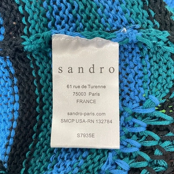 Sandro Blue and Green Patterned Sweater - Picture 5 of 5